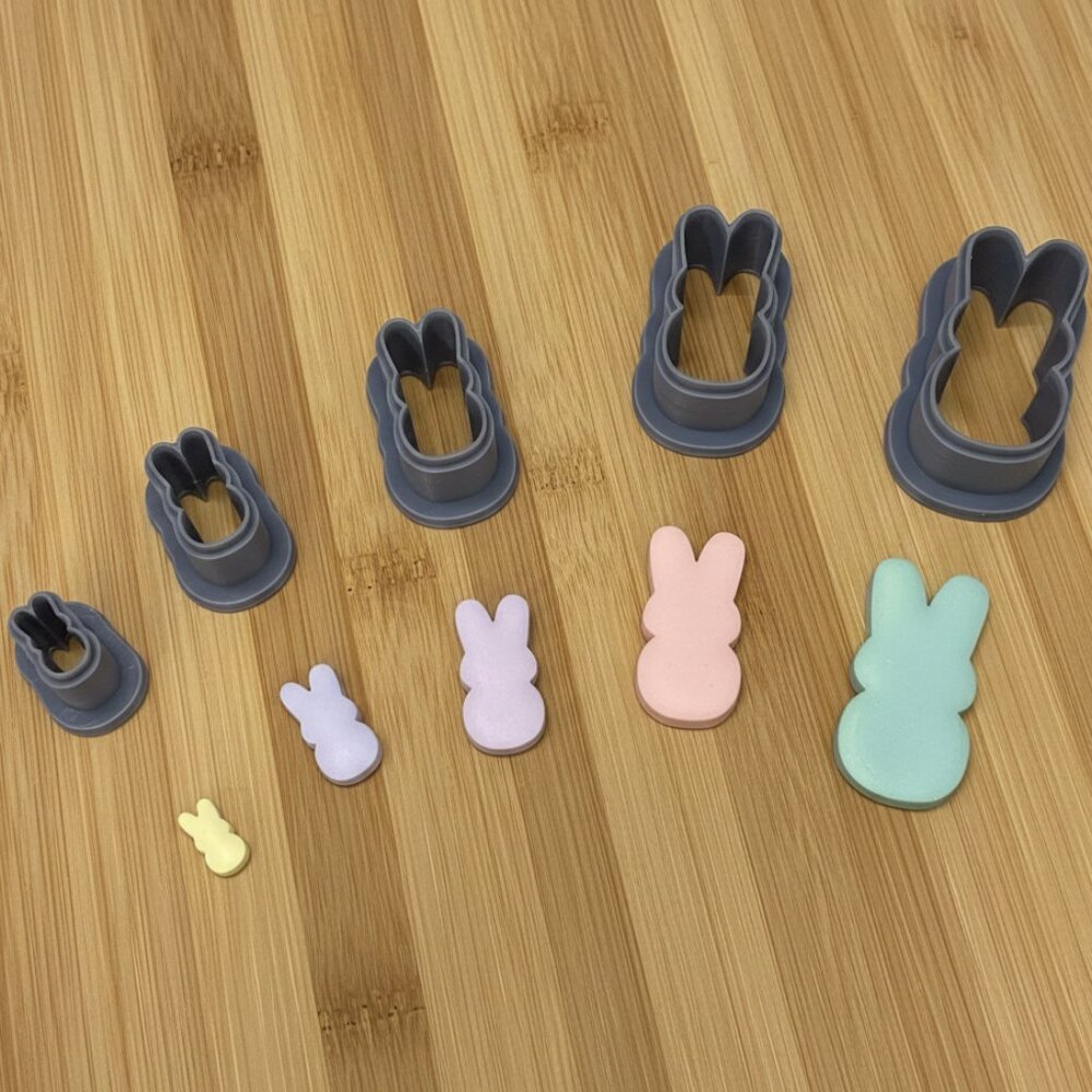 Easter Peeps Bunny Clay Cutter Set 5 Sizes (Sharp Edge) NEW never used